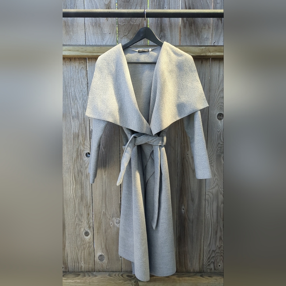Gray mid length waterfall Duster jacket